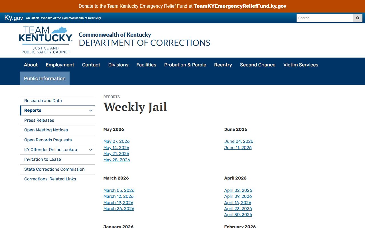 Floyd County inmate population Weekly Jail report index